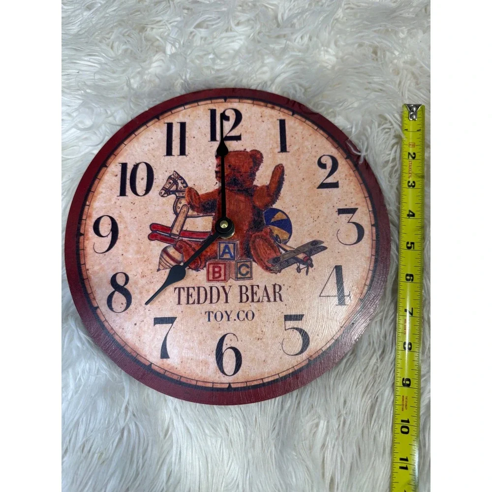 Dallas Bros Teddy Bear Toy Co Wall Clock Vintage Style Wood Nursery Decor USA